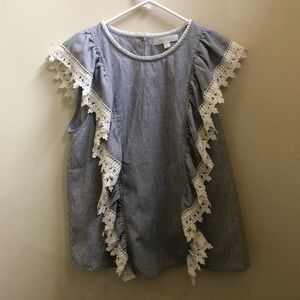Eri + Ali ruffled Anthropologie top